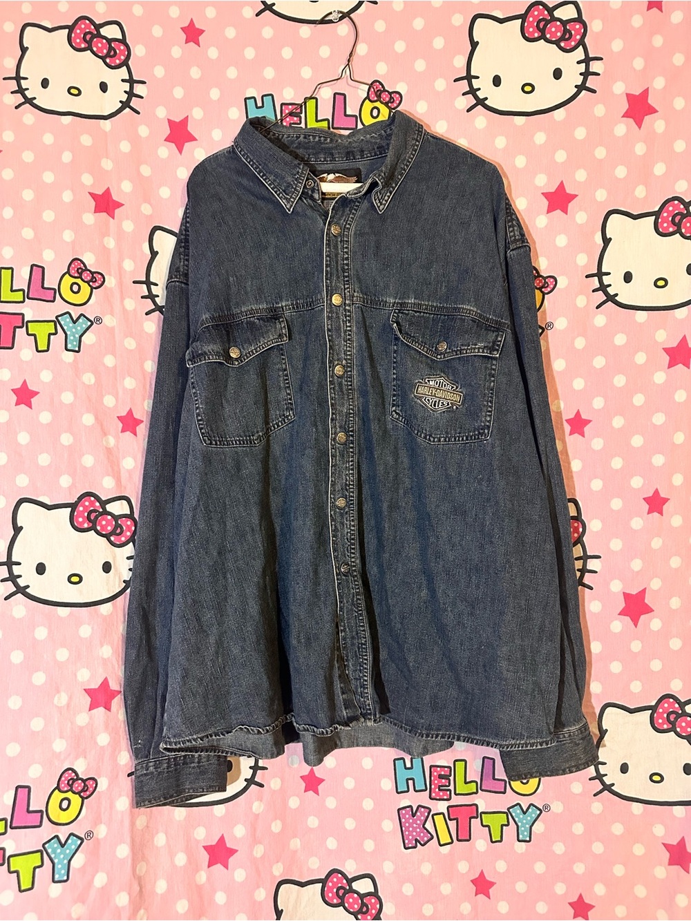 Oversized Distressed Harley Davidson Jean Shirt
